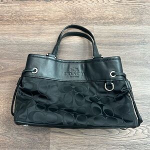 Coach Signature C Black Canvas Leather Drawstring Tote Shoulder Bag Y2K 32704